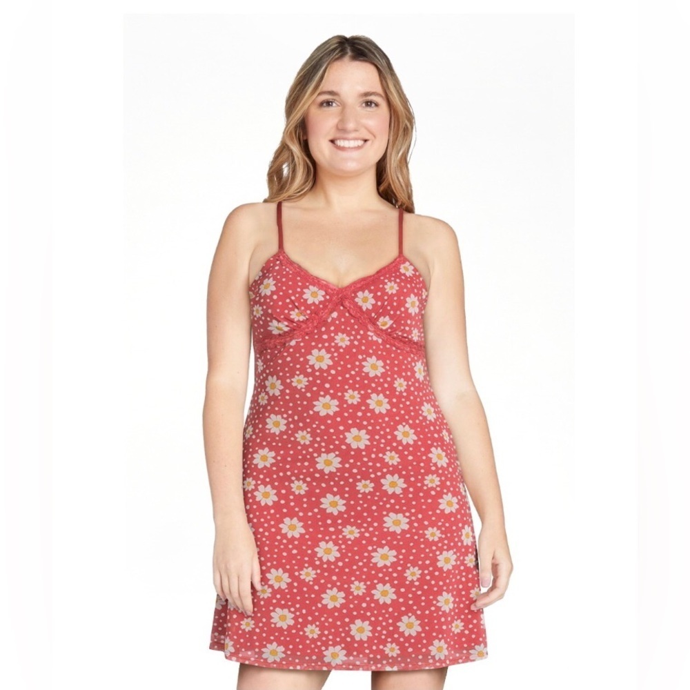No Boundaries Juniors Floral Mesh Slip Dress with Lace Detail, Sizes XXL (19)